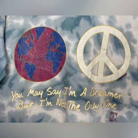 VTG 1989 John Lennon Lyric T Shirt Large Tie Dye Peacetime Graphics - Picture 4 of 9
